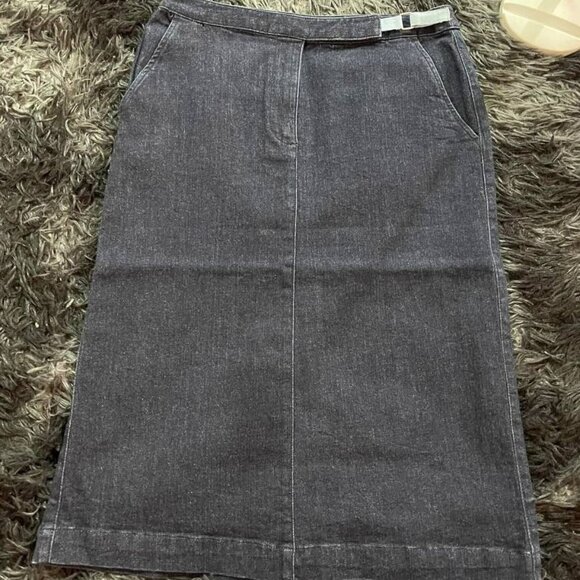 Dresses & Skirts - Dark Wash Denim Midi Skirt With Front Pockets